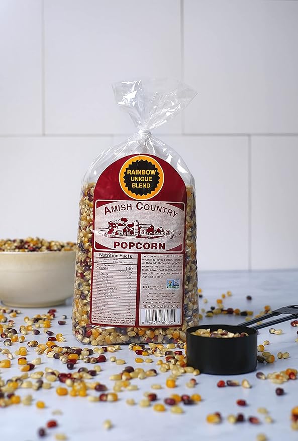 Amish Country Popcorn | 2 lb Bag | Rainbow Popcorn Kernels | Old Fashioned, Non-GMO and Gluten Free