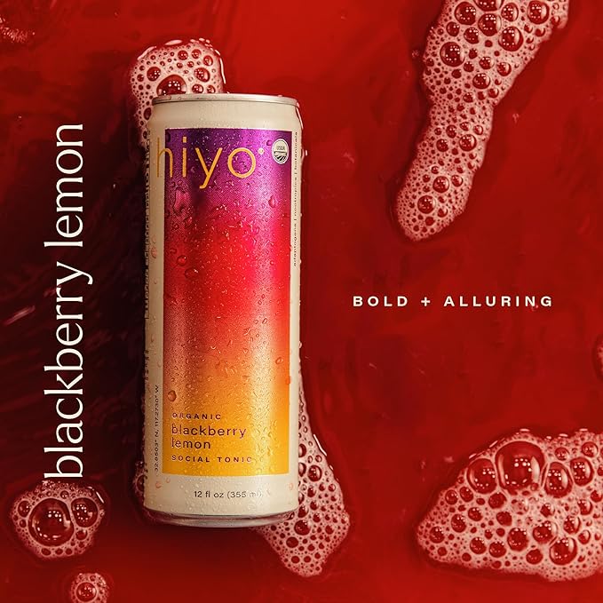 Hiyo Organic Social Tonic - Blackberry Lemon, 12 Pack - N.A. Functional Seltzer, Sparkling Water
