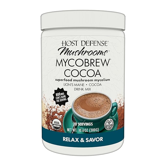 Host Defense MycoBrew Cocoa - Cocoa Drink Mix Includes Lion's Mane Mushroom Powder - Superfood