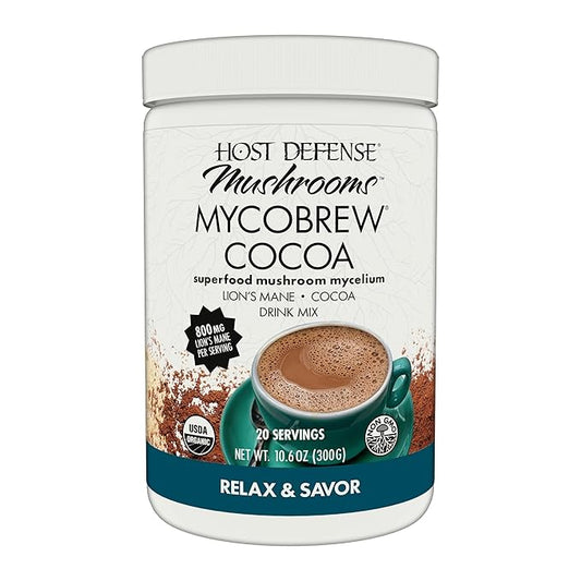 Host Defense MycoBrew Cocoa - Cocoa Drink Mix Includes Lion's Mane Mushroom Powder - Superfood