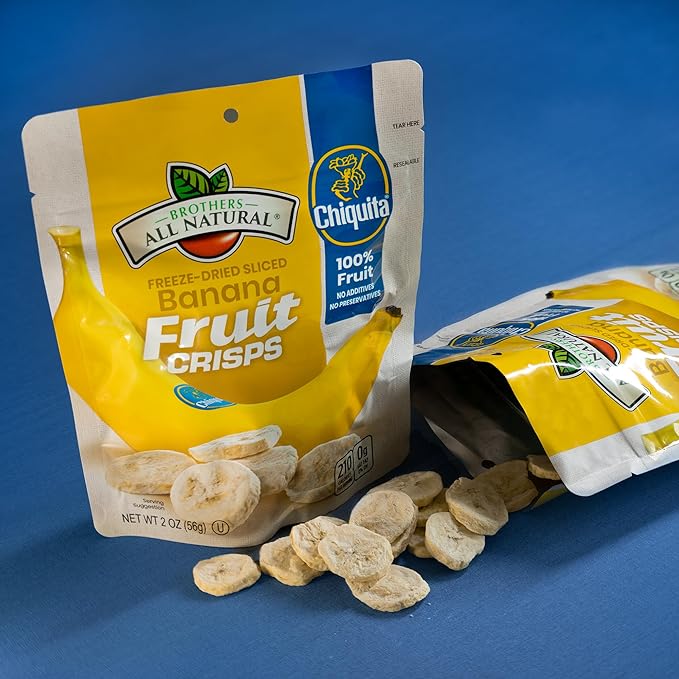 Brothers All Natural Freeze Dried Fruit Crisps, Chiquita Banana, 2 Oz (Pack of 8), Made with 100%
