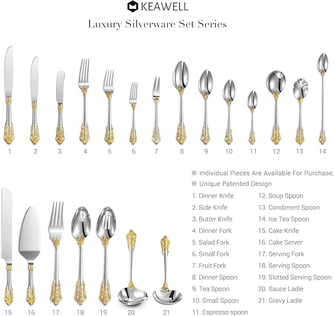 KEAWELL 2-Piece Gorgeous Large Serving Spoon, 18/10 Stainless Steel, Fine Large Serving Spoon