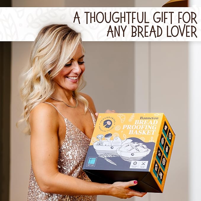 Superbaking Sourdough Proofing Basket Gift Set, Round 9" & Oval 10" Banneton, Sourdough Starter