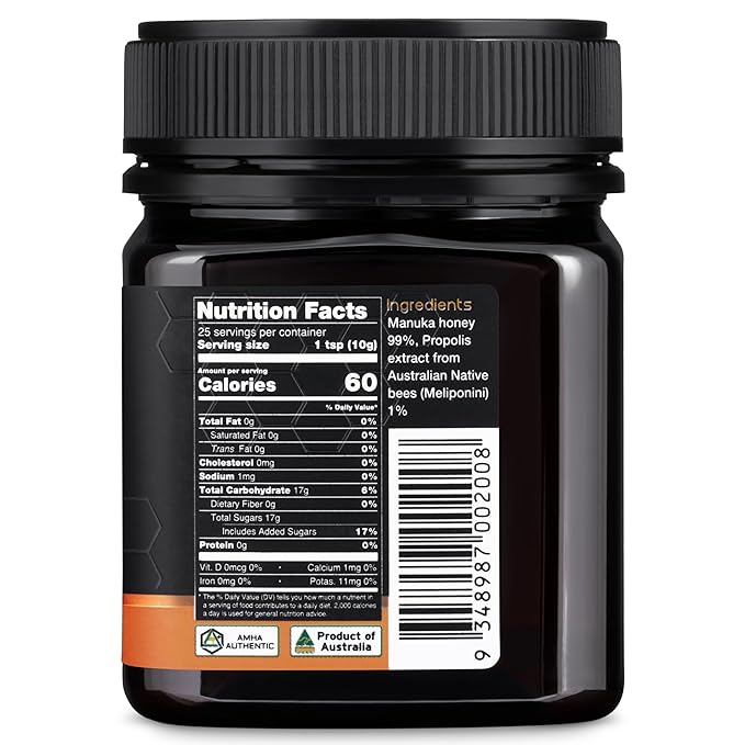 Nature’s Gold Raw Manuka Honey with Australian Native Bee Propolis, MGO 829+ | 8.8oz (250g), 100%
