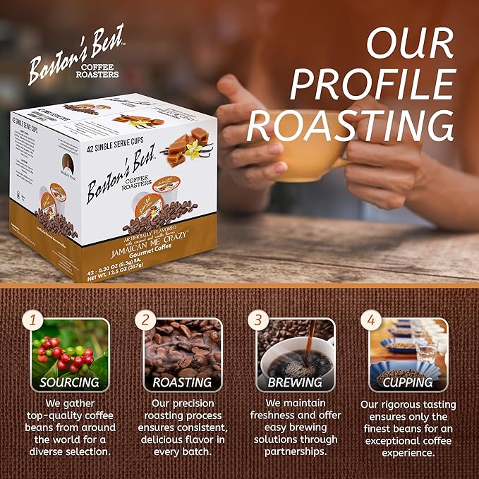 Boston’s Best - Jamaican Me Crazy Flavored Coffee, Delicious Gourmet Compatible with Keurig Coffee