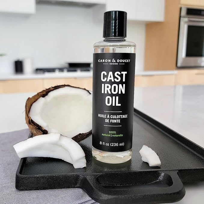 CARON & DOUCET - Cast Iron Seasoning & Cleaning Oil | 100% Plant-Based & Food Grade! | Best for