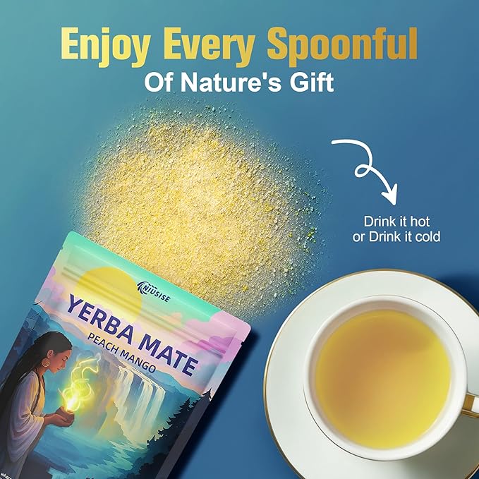 Yerba Mate Instant Tea Powder, Super Yerba MateTea for Natural Energy & Gut Health, Reduce Brain