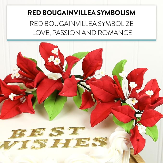 Global Sugar Art Exquisite Red Bougainvillea Sugar Cake Flowers, 6 Count by Chef Alan Tetreault
