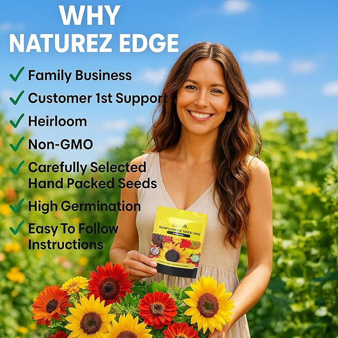 NatureZ Edge 5200+ Sunflower Seeds for Planting Bulk Variety Pack, Get More Sunflower Seeds to