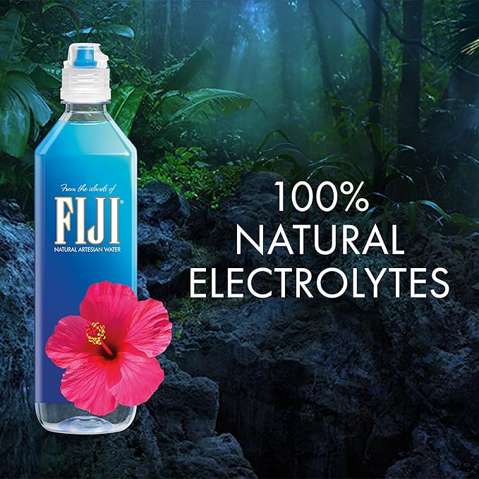 FIJI Natural Artesian Bottled Water 700mL / 23.7 Fl Ounce (Pack of 12) - Sports Cap - 100% Natural