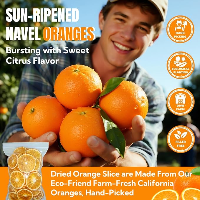 Premium Dried Orange Slices 8.8oz/250g,Dehydrated Orange Slices NO Addtives,Dried Oranges No Sugar