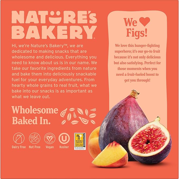 Nature's Bakery Whole Wheat Fig Bars, Peach Apricot, Real Fruit, Vegan, Non-GMO, Snack bar, 6 Count
