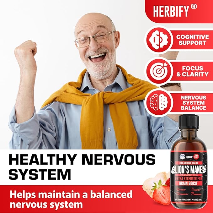 HERBIFY Lions Mane Supplement - Daily Mushroom Supplement for Memory, Focus & Clarity - Brain