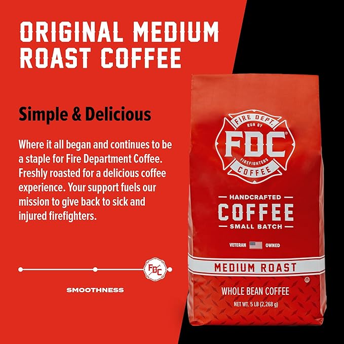 Fire Department Coffee - Gives Back to Firefighters - Balanced & Smooth Original Medium Roast