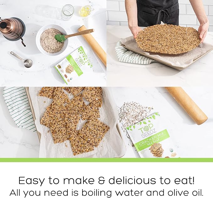 Top Seedz Organic Gluten Free Bake-at-Home Sea Salt Seed Crackers Mix | 2-Pack | 12 Ounces |