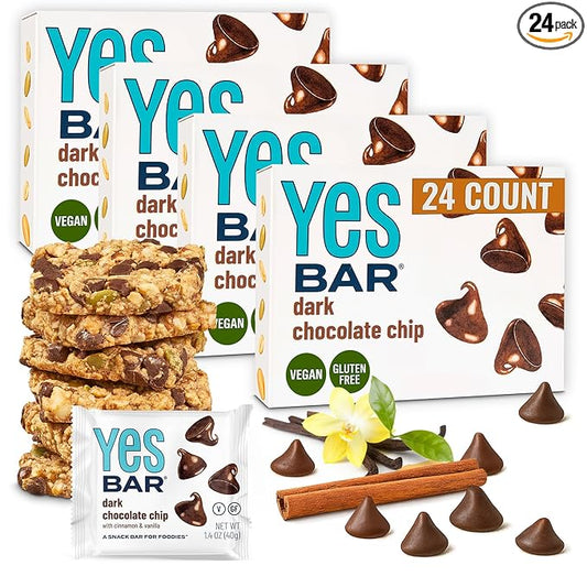 The YES Bar ??Dark Chocolate Chip ??Plant Based Protein, Decadent Snack Bar ??Vegan, Paleo, Gluten