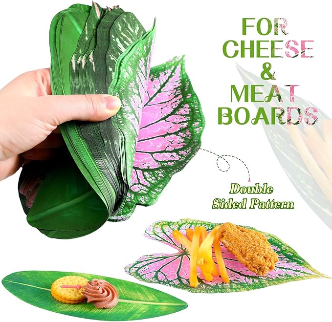 Kisston 50 Pcs Charcuterie Board Parchment Paper Tropical Leaves 8.7 Inch Paper Leaves for Cheese