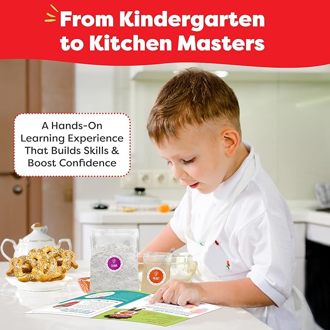 Pretzel Making Kit - Real Cooking Set for Kids Ages 5-12+ with Recipe and Ingredients - Kids Baking