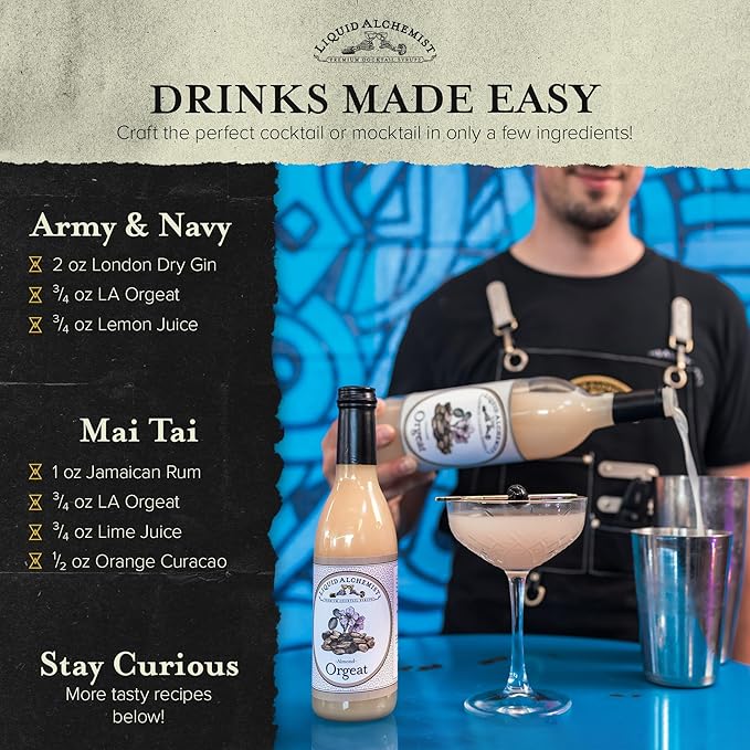 Liquid Alchemist Orgeat Syrup for Cocktails - Real Ingredients Make Our Almond Syrup the Perfect