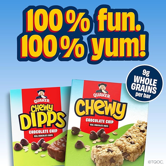 Quaker Chewy Granola Bars, 25% Less Sugar, 2 Flavor Variety Pack, (58 Pack)
