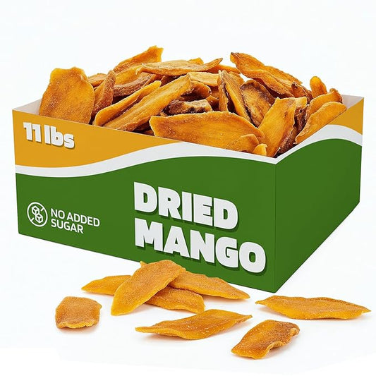 Fruitcraft Dried Mango No Sugar Added 11lbs | Pure, Fresh Mango Chunks Flavor in Bulk | All-Natural