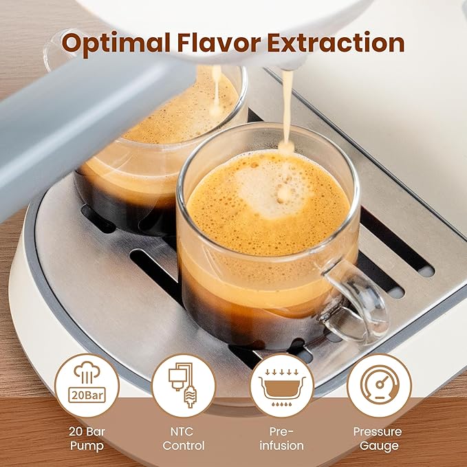 Gevi Espresso Machine 20 Bar with Grinder, Professional Espresso Maker with 35 Precise Grind