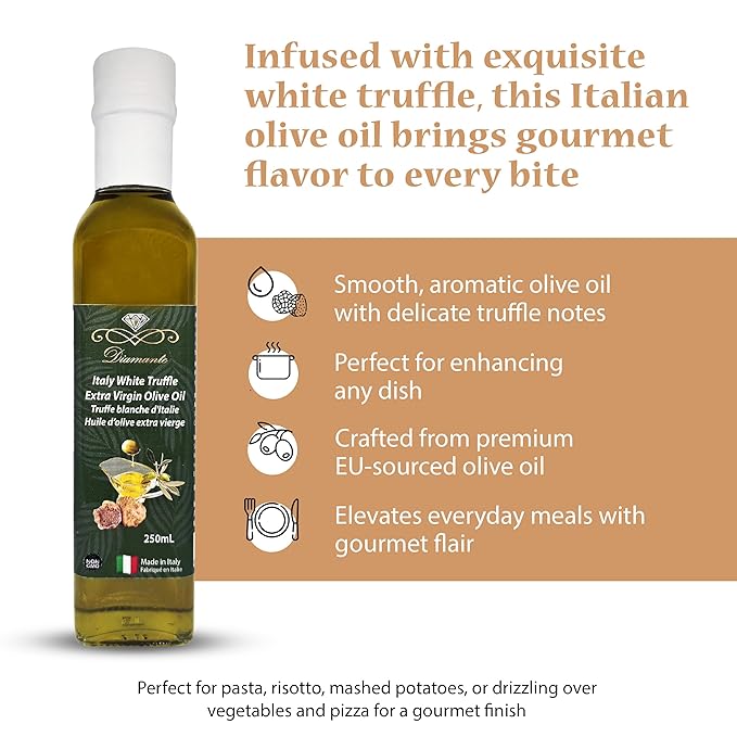 Diamante Italy White Truffle Extra Virgin Olive Oil - White Truffle (Tuber magnatum Pico) Gourmet