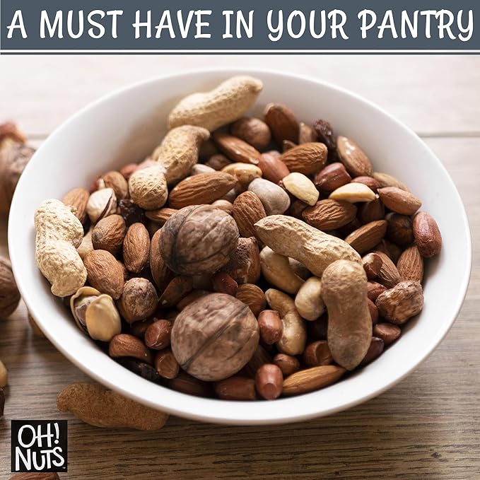 Oh! Nuts Mixed Nuts in Shell - Raw - 100% Natural - 3 lb - Jumbo-Sized Premium Shelled Nuts