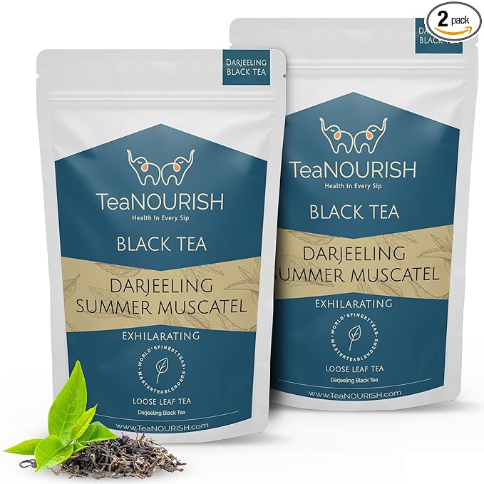 TeaNOURISH Darjeeling Summer Muscatel Black Tea | Second Flush Loose Leaves | Full Bodied, Musky