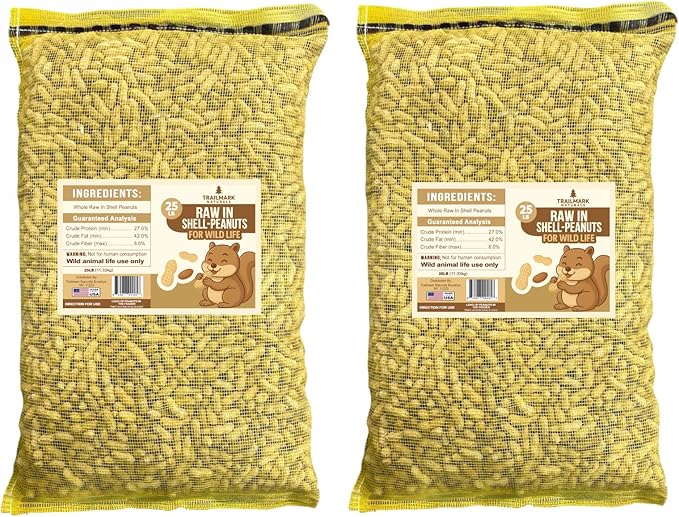 50 LB - Raw Peanuts For Squirrels, Raw In Shell Peanuts For Birds and Wildlife- Squirrel Food, Wild
