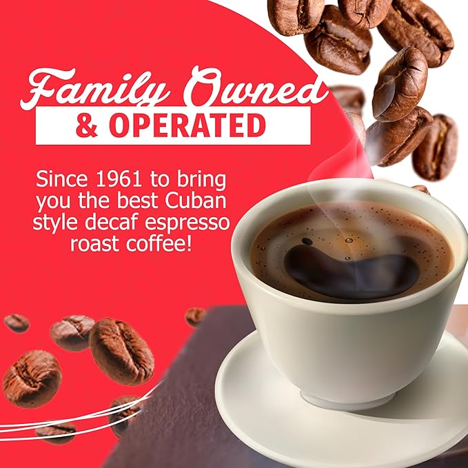Café Aroma Decaf Dark Roast Espresso Ground Coffee, Authentic Cuban Style Coffee, Vacuum Sealed
