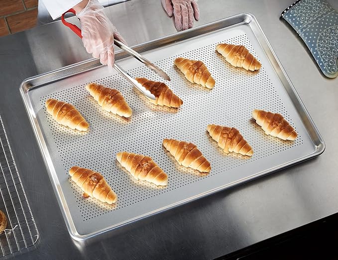 CURTA 6 Pack Aluminum Sheet Pan Perforated, NSF Listed Full Size 26 x 18 inch Commercial Bakery