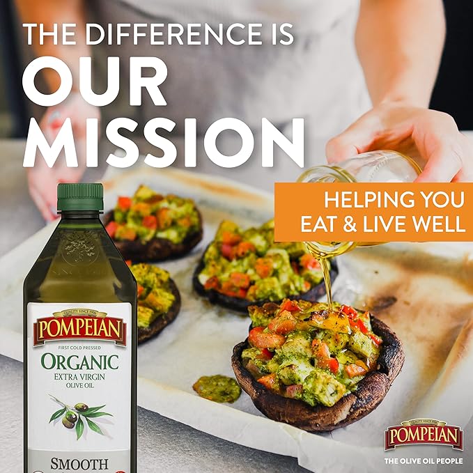 Pompeian USDA Organic Smooth Extra Virgin Olive Oil, Contains Polyphenols, First Cold Pressed, 32