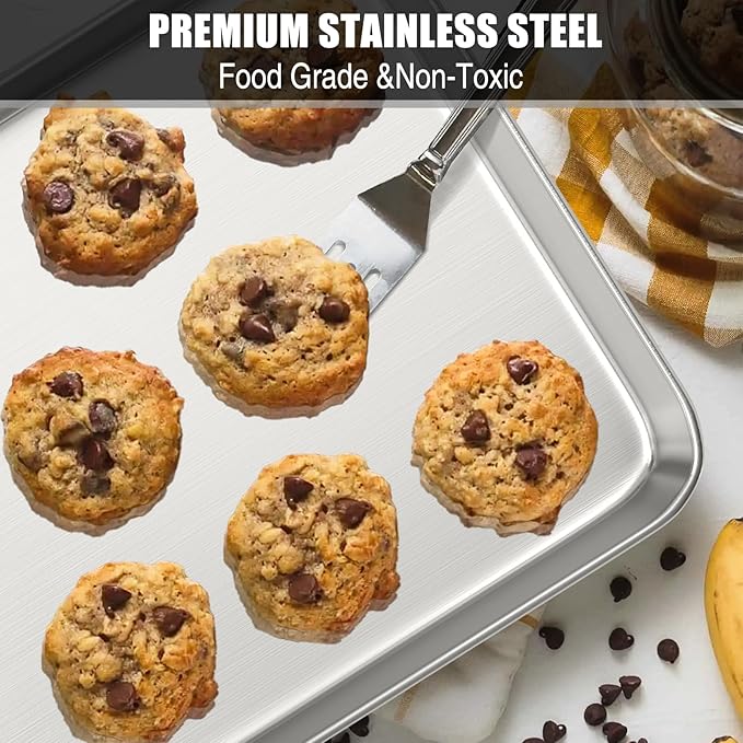 Baking Sheet Cookie Sheet Set of 2, Umite Chef Stainless Steel Baking Pans Tray Professional