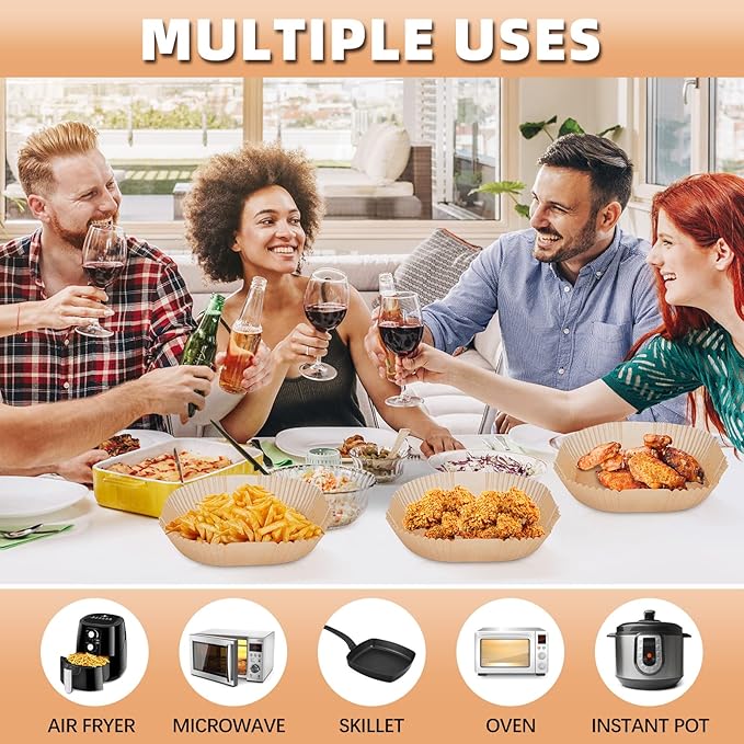 Air Fryer Liners Disposable 7.9??Square Airfryer Liners, 100 Pcs Air Fryer Parchment Paper Liners