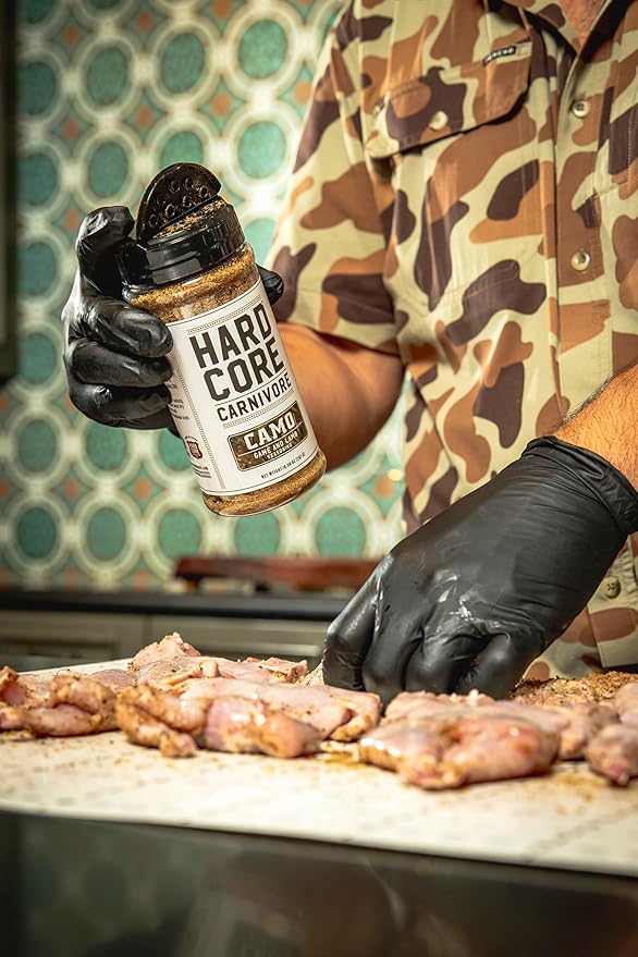 Hardcore Carnivore Camo - Wild Game and Lamb Seasoning (10.5 oz Shaker) Bold Texas-Made Spice Blend