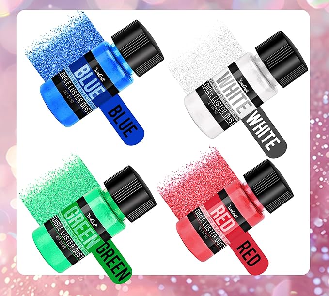 Edible Glitter Set, 4 Colors Luster Dust Edible Powder for Cake Decorating, Food Grade Vegan Edible