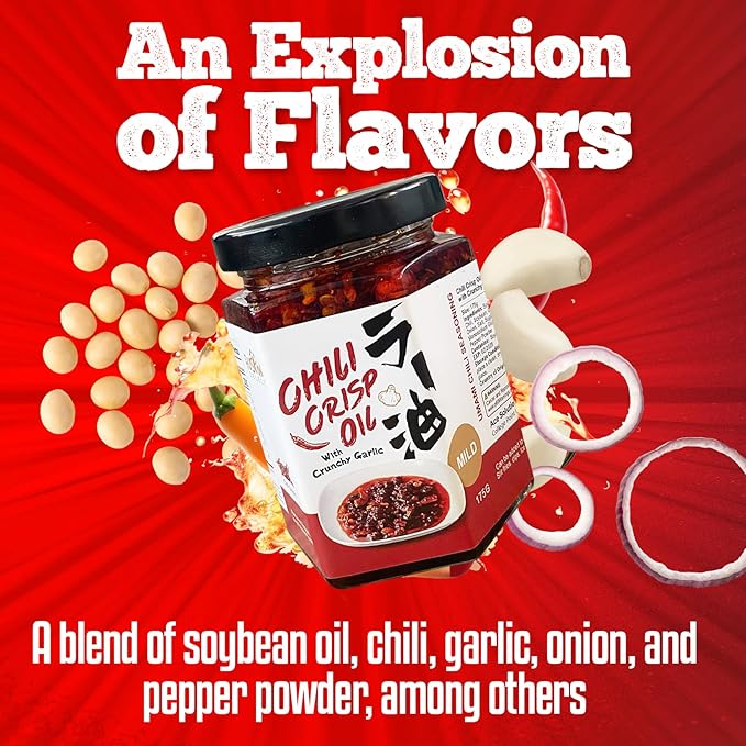 Fusion Select 350g Chili Crisp Oil - Crunchy Garlic Chili Oil, Umami Seasoning with Hot Peppers for