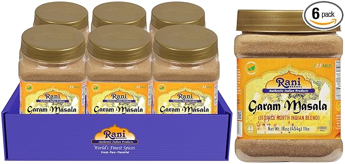 Rani Garam Masala Indian 11-Spice Blend 16oz (1lb) 454g PET Jar, Pack of 6 ~ All Natural, Salt-Free