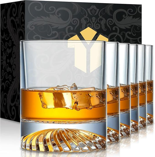 Whiskey Glasses Old Fashioned Glasses Set of 6 12oz Rocks Glasses Gift for Men Women Drinking