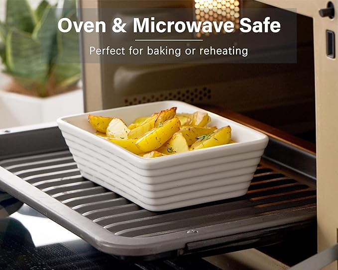 ONEMORE Small Baking Dish, Rectangle Ceramic Baking Dish for Oven, Individual Casserole Dishes for