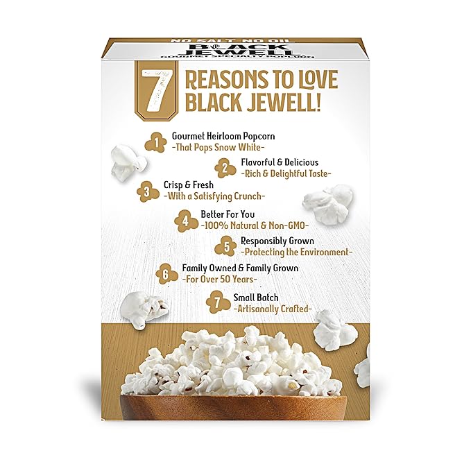 Black Jewell Gourmet Microwave Popcorn, Healthy Popcorn Snack, No Salt No Oil, 8.7 Ounces (Pack of