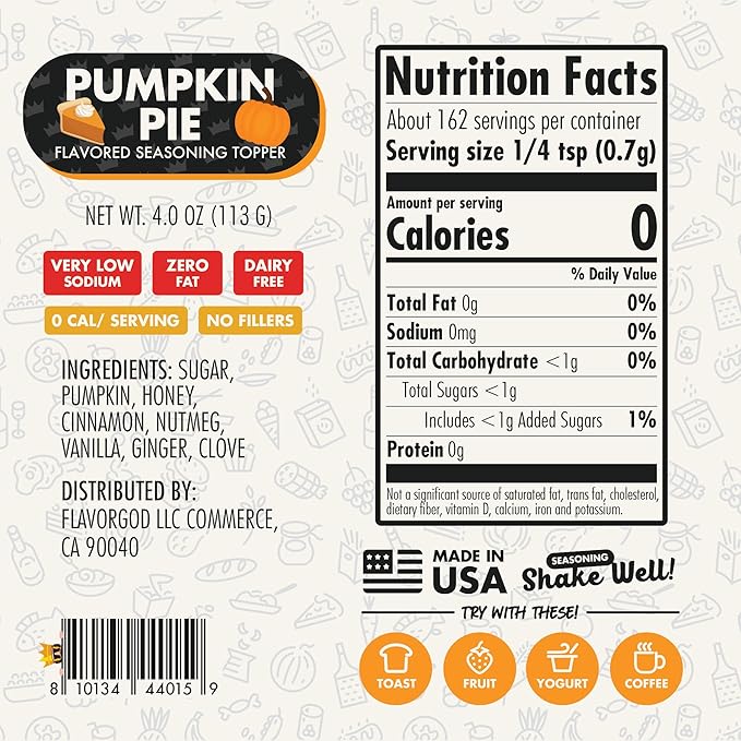 The Original Pumpkin Pie Spice Topper Seasoning Mix, 2 Bottles by Flavor God - Premium All Natural