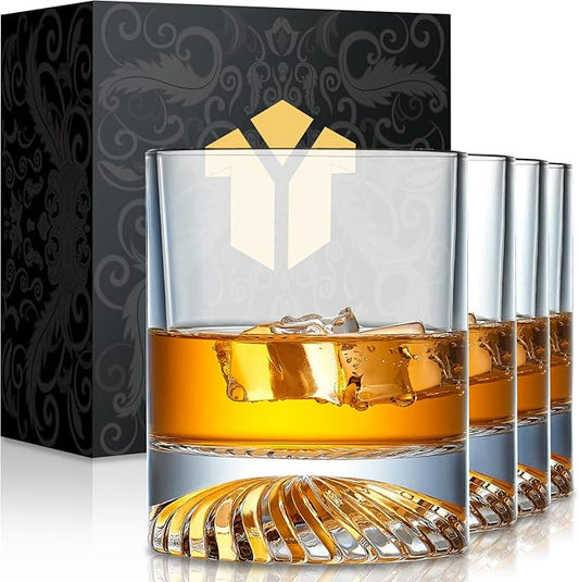 Whiskey Glasses Old Fashioned Glasses Set of 4 12oz Rocks Glasses Gift for Men Women Drinking