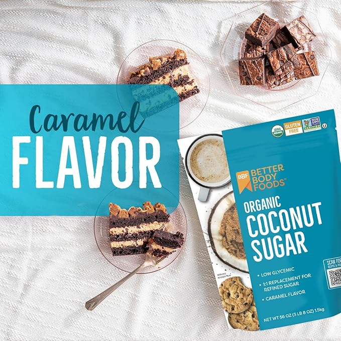 BetterBody Foods Organic Coconut Sugar, Gluten-Free, Non-GMO, Low Glycemic Sugar Substitute, 3.5