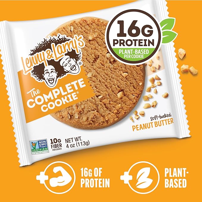 Lenny & Larry's The Complete Cookie, Peanut Butter, Soft Baked, 16g Plant Protein, Vegan, Non-GMO