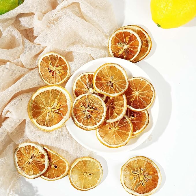 Dried Lemon Slices,Dehydrated Lemon Slices 8.82oz/250g Perfect for Cocktails,Fruit Tea, Garland