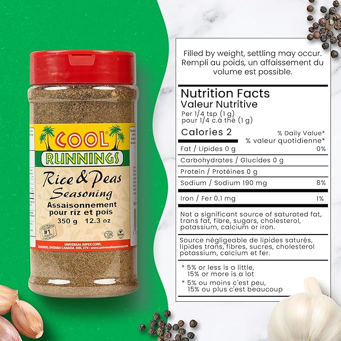 Cool Runnings Rice & Peas Seasoning, 350g - Traditional Jamaican Spice Blend for Authentic Rice and