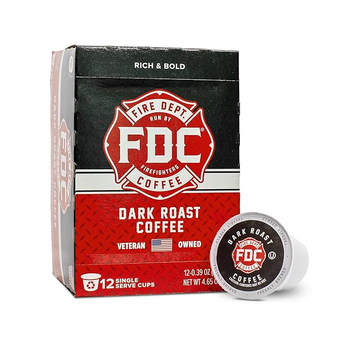 Fire Department Coffee - Gives Back to Firefighters - Dark Roast Coffee Pods - Bold & Strong