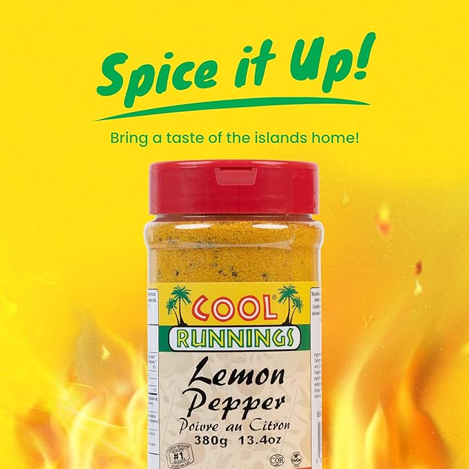 Cool Runnings Lemon Pepper 380g - Zesty and Savory Blend for Enhancing Chicken, Seafood such as